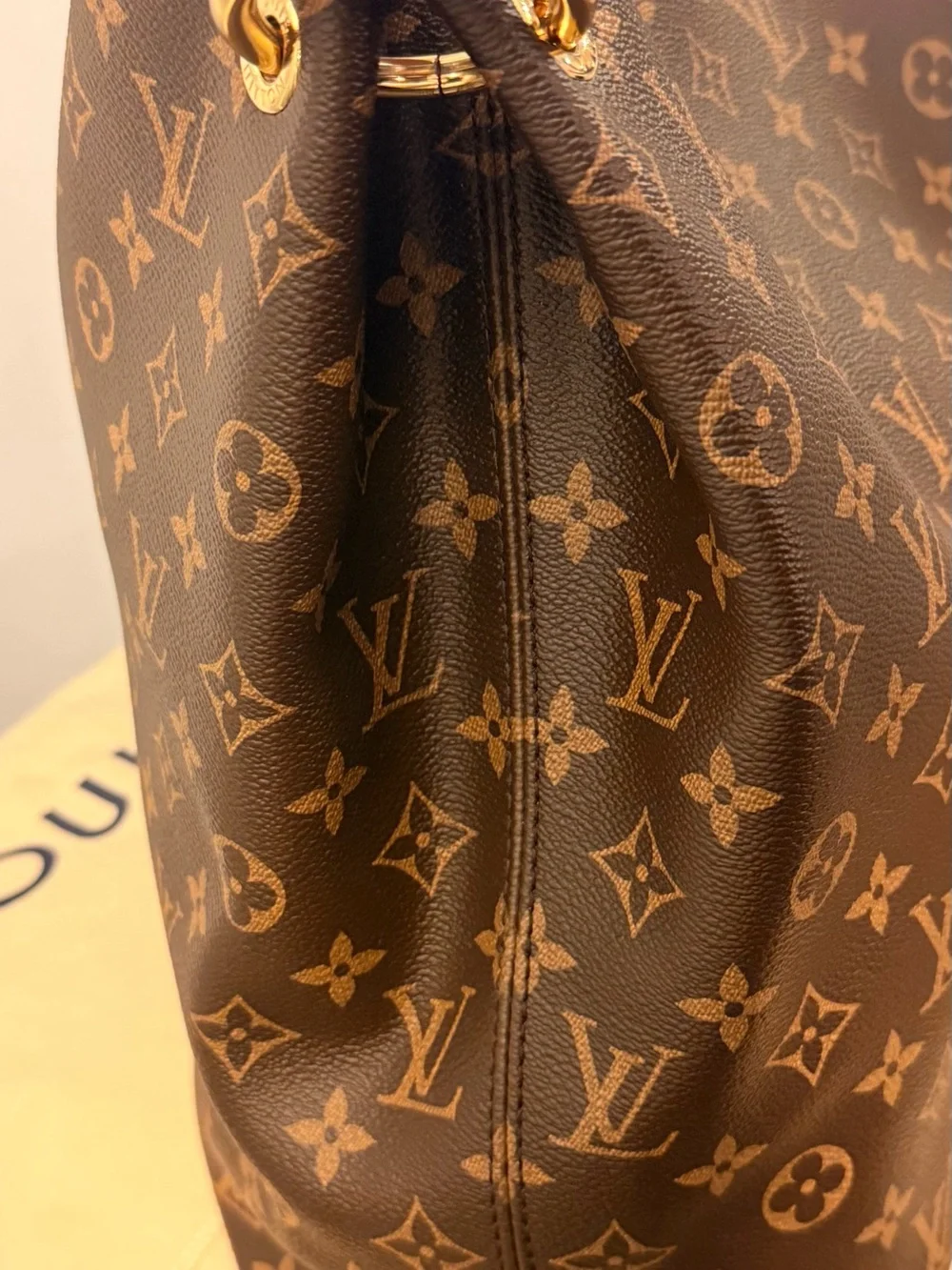 Louis Vuitton Monogram Canvas Shoulder Hobo in Brown and Tan